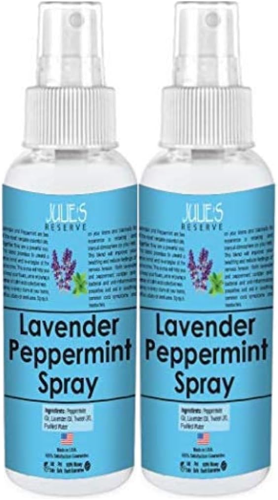 2 Pack Peppermint Lavender Room & Linen Spray Air Freshener made with Pure