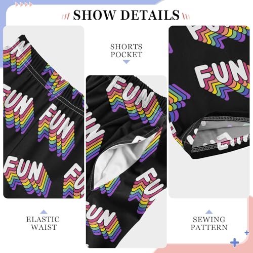 Fun Rainbow Print Boys Long Pants Soft Trousers Elastic Waist Kids Lounge Bottoms with Pockets S-XL4