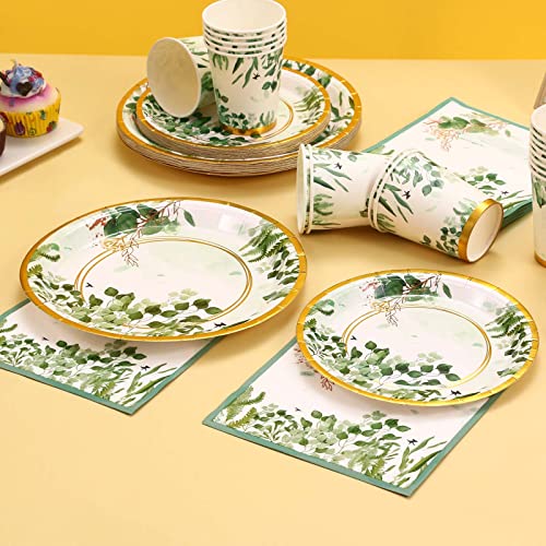 Gudvilla Sage Green Paper Plates, Sage Green Plates And Napkins Party Supplies 200 Pcs, Greenery Bridal Shower Plates, Eucalyptus Baby Shower Decorations And Sage Green Birthday Decorations Serves 50 #TOP2