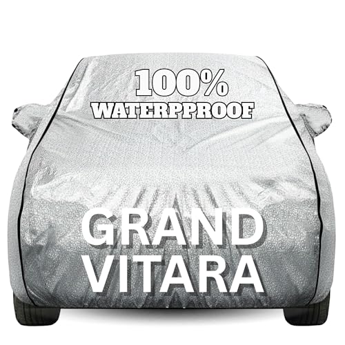 Image of Waterproof Car Body Cover - 100% Water Proof Custom Fit New Car Covers, Outdoor Full Protecting for Grand Vitara (All Models) with Free Storage Bag - UV, Rain & Dust, All Weather Protection