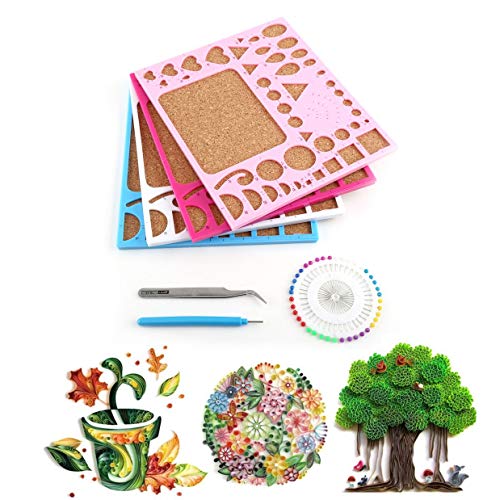 Tweezer Pins Slotted Kit Artwork Quilling Tool For Paper Flowers Quilling Supplies Paper Quilling Kit, 4pcs Paper DIY Set Quilling Tools Template Mould Board Tweezer Pins Slotted