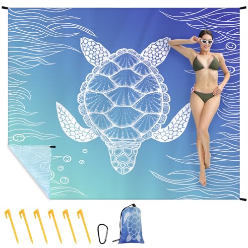 Ainiv Picknickdecke 140 x 200 cm, Tragbar Stranddecke mit Befestigung Ecken und Praktischem Karabiner Ultraleicht Ultradünne Stranddecke, Outdoor Decke für Strand, Picknick, Camping und Wandern