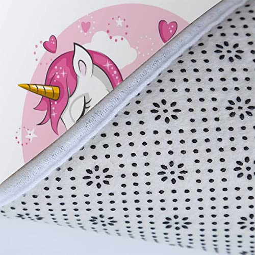 Zifarm Badematte rutschfeste 50x80 cm Einhorn-Cartoon Badvorleger-Set 3D Drucken Rosa, Süß Mikrofaser Flanell… – Bild 8