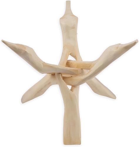 Wish Well Soporte de trípode de madera extra grande de 8 pulgadas, soporte de decoración de habitación tallado a mano, ideal para concha de abulón,