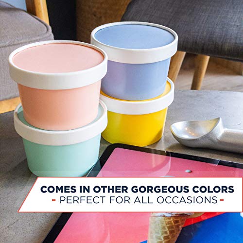 Glowcoast Ice Cream Containers With Lids - 6 oz (Mini Pint, 30 set) Ice Cream Storage Container for Homemade Icecream. Freezer-Safe Tub with Lid Protect Frozen Desserts like Yoghurt (Butterscotch, 30)