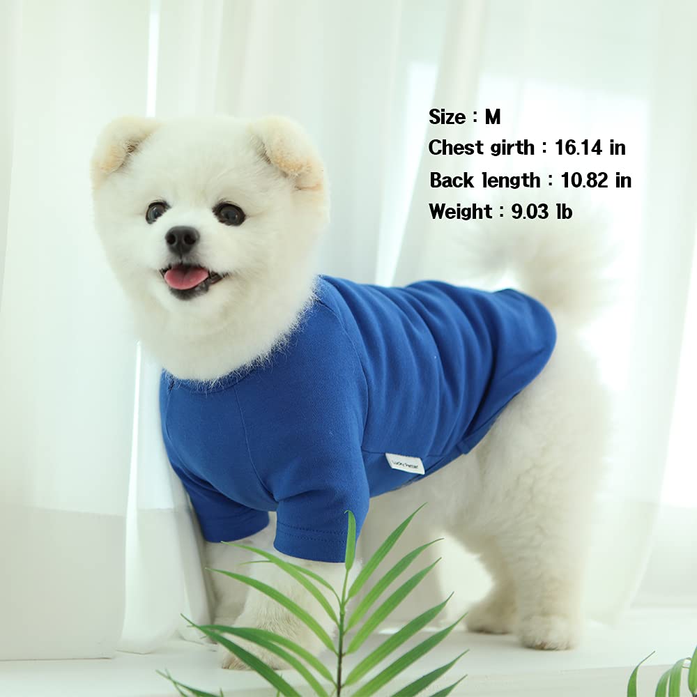 Ropa para mascotas para perros y gatos cachorros lisas, camisetas de raglán, duraderas y elásticas, ropa para perros (medianas, azul)