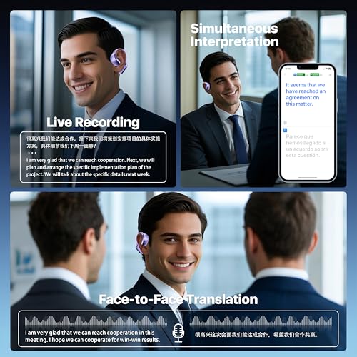 AI Language Translation Earbuds, LCD Touch Screen OWS Real-Time Translator for 144 Languages & Accents Headphones Translator Ideal for Travel Business Learning Translation Device Earphones(Purple) by Merryking - Image 5