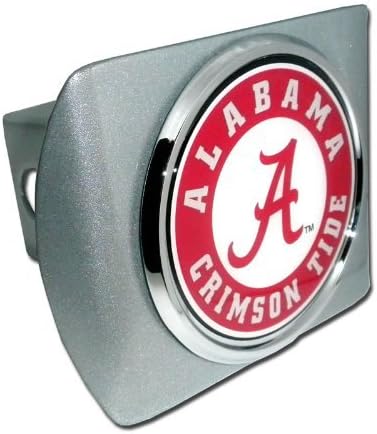 University of Alabama"Brushed Silver with Chrome Crimson Tide Seal" NCAA College Sports Trailer Hitch Cover Fits 2 Inch Auto Car Truck Receiver