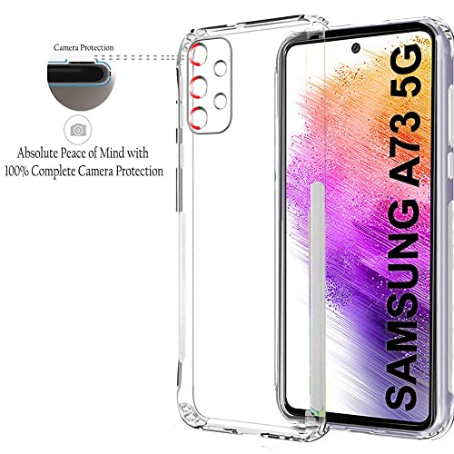 Image of TheGiftKart Back Cover Soft Case for Samsung Galaxy A73 5G | Best Camera Protection | Inbuilt Dust Plugs & Anti-Slip Grip | Ultra Clear Slim Back Case Cover (Silicone, Transparent)