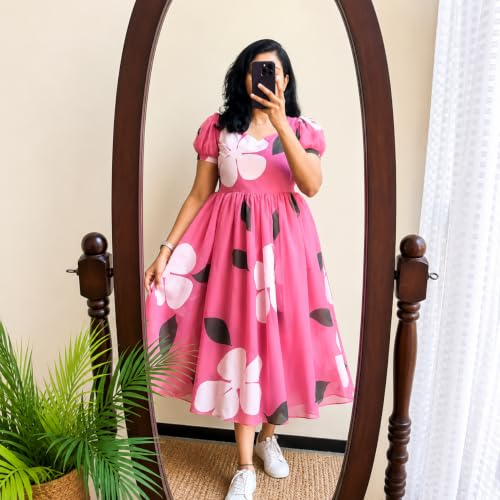 Image of Georgette Maxi Dress for Women & Girls Stylish Long Midi Dress for Casual Party & Fashion Look