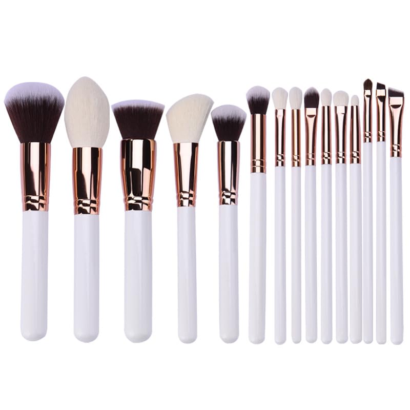 15-Piece Premium Makeup Brush Set Includes Eyeshadow Brushes, Powder Brushes, Eyeshadow Brushes Complete Makeup Tool Set Brushes for Foundation, Powder, Concealer, Eyeshadow and Blush (B)