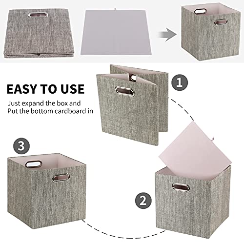 Posprica Storage Bins,11×11 Foldable Storage Cubes Boxes Container Closet Organizer Shelf Cabinet Bookcase,Thick Fabric Drawer Container - 4Pcs,Coffee #TOP4