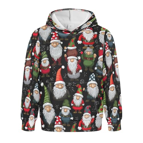 Kids Hoodies Sweaters Christmas Xmas Gnome Dwarfs Hooded Sweatshirts with Big Pockets for Boys Girls B0400444