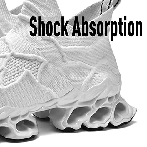 Poramea Mens Slip On Loafers Walking Tennis Shoes Laceless Running Blade Sneakers Mesh Trail Jogging Casual Athletic White Size 6.5 #TOP4