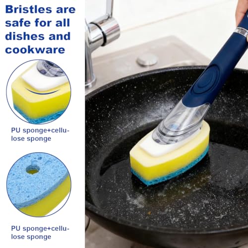 Image of CELOX Dish Sponge with Handle, Dish Scrubber with Soap Dispenser