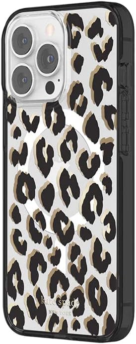 Kate Spade New York Protective Hardshell Case for MagSafe for iPhone 13 Pro - City Leopard Black