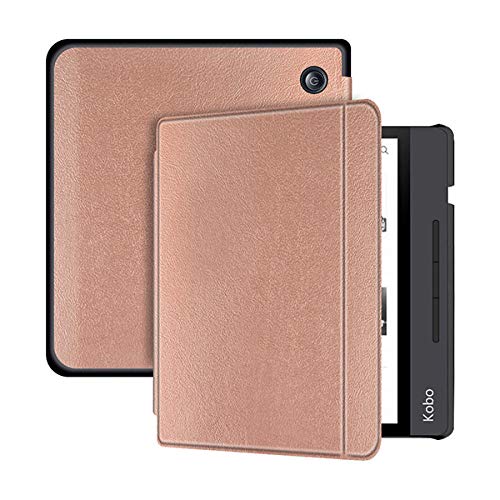 Custodia magnetica per il nuovo Kobo Libra H2O 7 pollici E-Book 2019 Custodia protettiva sottile per Kobo E-reader N873 Smart Stand Skin-oro rosa