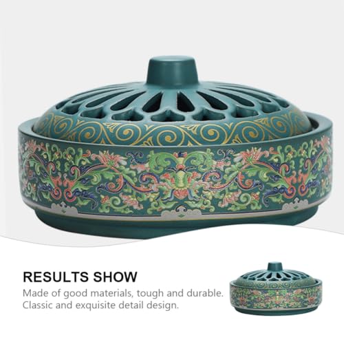 Brûleur encens céramique grand format vert, objet de décoration maison
