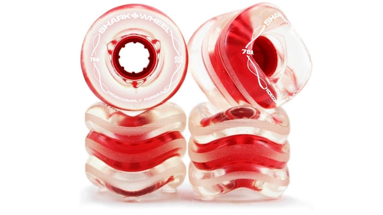 美品　シャークウィール 60mm 78a レッド　4個セット Amazon | Shark Wheel 60mm 78a スケートボードホイール、クリア