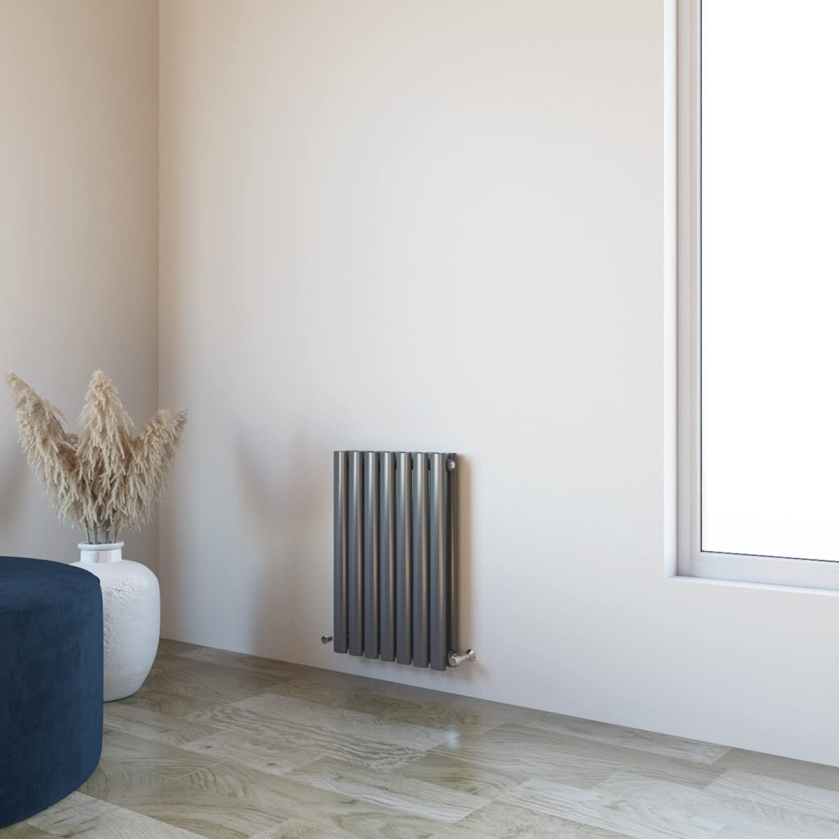 Oval Column Radiator 600x413mm Horizontal Design Double Central Heating Anthracite Rad โ image 1