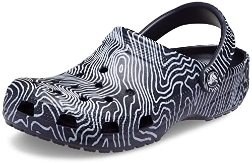 Image of Crocs Unisex-Adult Classic Graphic Clogs, Deep Navy /Multi, 11 Men /13 Women