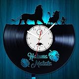 Der König der Löwen Wanduhr LED Vinyl-Wanduhr 12 Zoll Quarzuhr | Handgemacht Wohnkultur Disney Geschenk für Kinder und Freunde | Kreative 7 Farbe des Nachtlichts leuchtende Wanduhr.(LK 2-1 with LED)