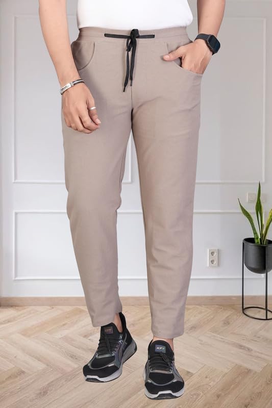 Image of HOODMASTER Men's Polyester Blend Track Pant with Drawstring Classic Style Regular Fit Solid Pattern and Standard Length | Mens Casual Daily Use Track Pants | Soft Fabric Modern Casual Track Pant