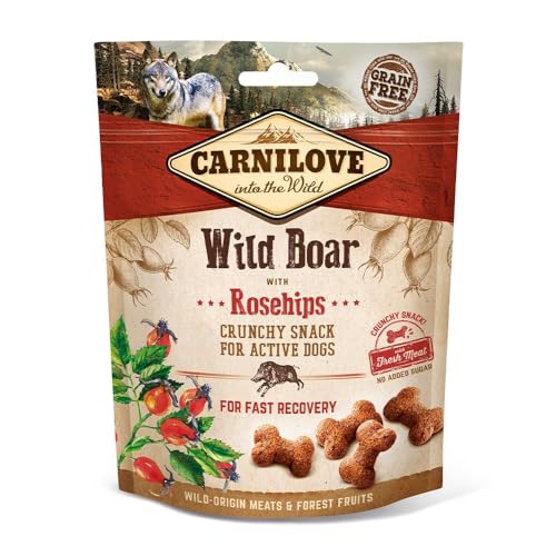 Carnilove Crunchy Snack Wild Boar with Rosehips | 3er Pack | 3 x 200 g | Snack mit Wildschwein und Hagebutte für Hunde | Insbesondere für aktive Hunde | Ohne Zuckerzusatz
