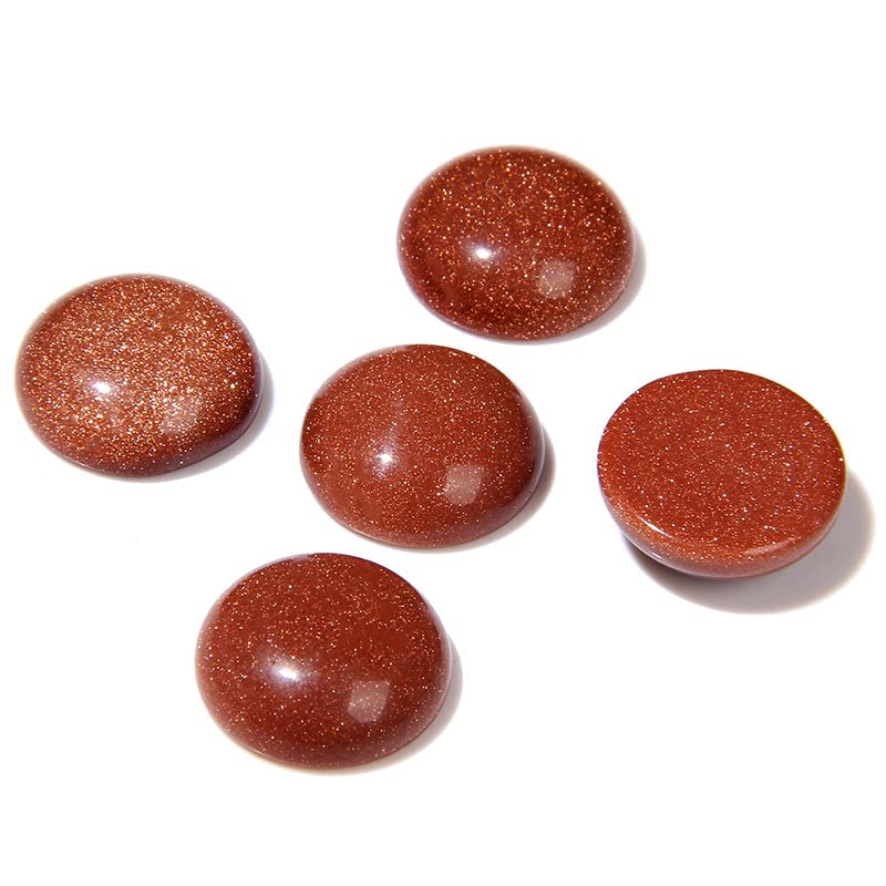 5pcs Natural Stone Cabochon Beads Jaspers Cameo Flat Back Bead for Jewelry Making Rings Earrings Necklace DIY,NO.11 Sandstone,14mm