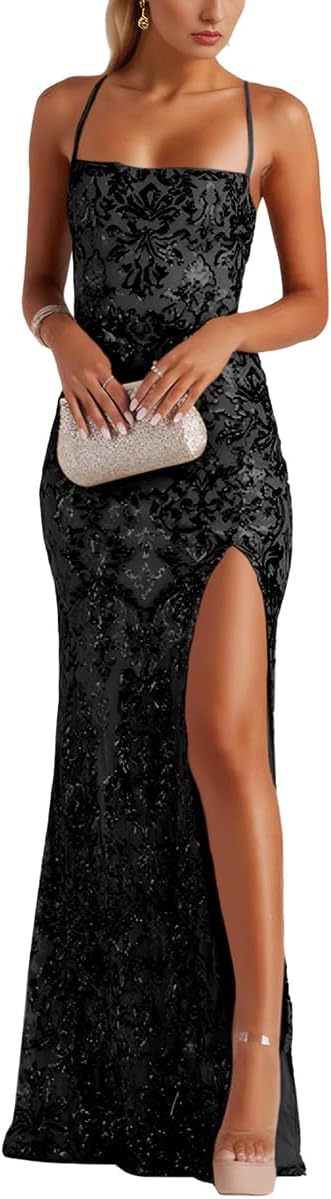 Fivsole Mermaid Sequin Prom Dresses 2025 for Teens Long Formal Party Evening Gown with Slit