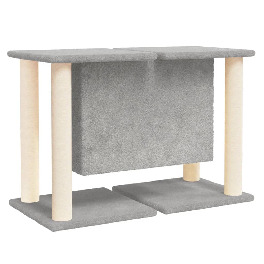 Rascador para gatos con columnas rascadoras de sisal y felpa, gris claro, 74 x 35 x 50 cm, torre de escalada, muebles para gatos, compacto y estable, para el cuidado de las garras y jugar en