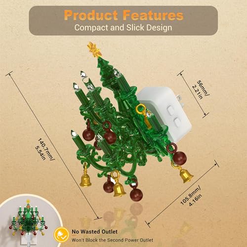 Image of JandCase Christmas RGB Pendant Night Lights Plug into Wall | 2 Pack Flame Effect,10 Color Changed Nightlight with 180Rotatable,Dimmable Plug in Nightlight,Home Holiday Decor