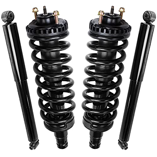 Image of Detroit Axle - Struts Shocks for Chevy Trailblazer EXT GMC Envoy XL XUV | Buick Rainier Isuzu Ascender, 2 Front Struts w /Coil Springs 2 Rear Shock Absorbers Replacement Suspension Kit