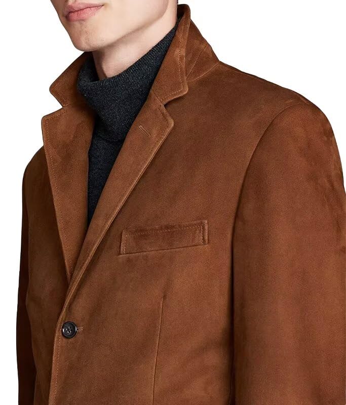 Suit for Men Suede Jacket Slim Fit Single Breasted Coat Casual Retro Sport Jacket2