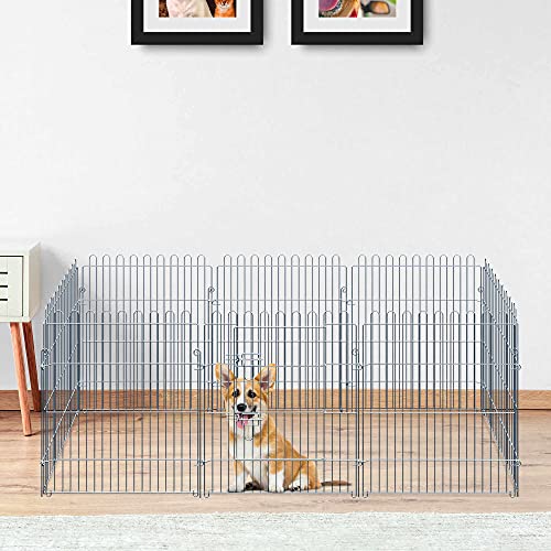 PawHut Freilaufgehege Welpenauslauf Welpenzaun Laufstall Welpengitter für Tiere 8-teilig B63 x H76 cm