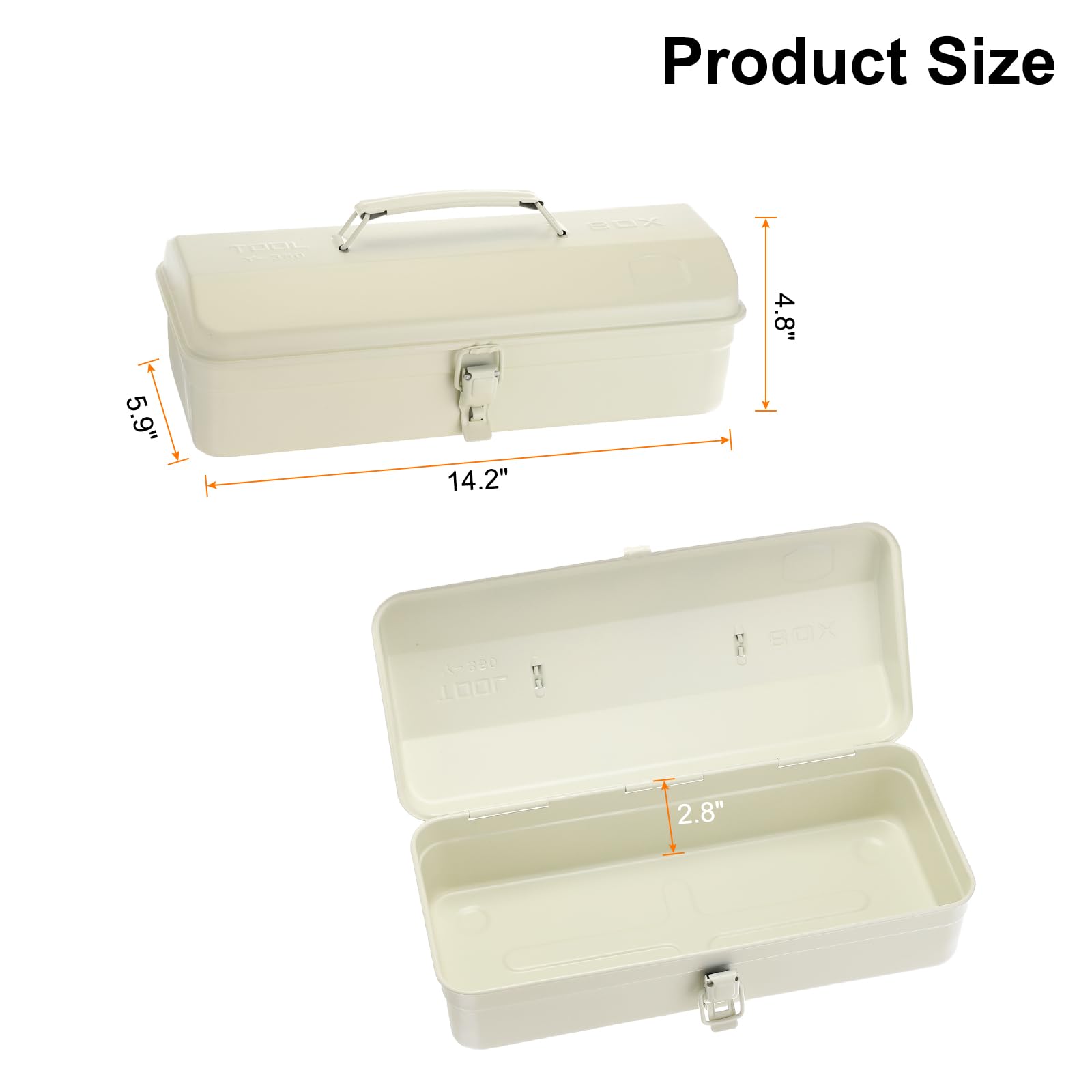 QUARKZMAN Cassetta Degli Attrezzi Portatile In Acciaio 14.2" Con Chiusura A Scatto metallo Stile Tetto A Padiglione Per Casa Officina Auto, Bianco