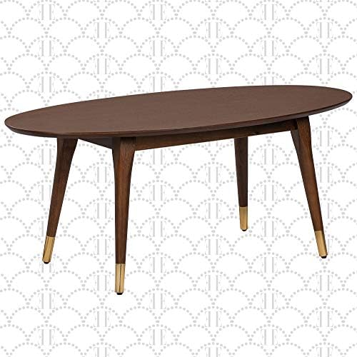 Elle Decor Clemintine Mid-Century Modern Living Room Furniture Collection, Oval Coffee Table, Walnut