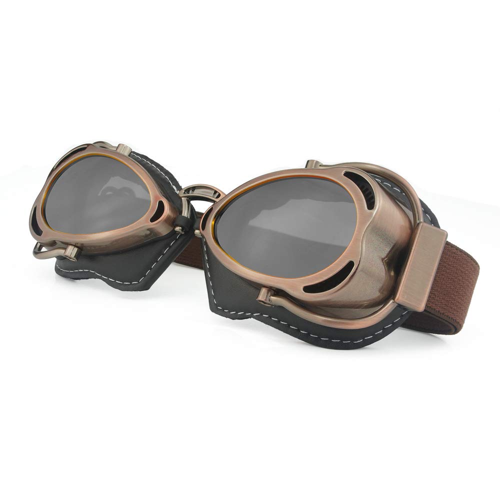 Heinmo Vintage Pilotenbrille Für Motorrad & Sport – Verstellbar, UV-Schutz, Mit Belüftung