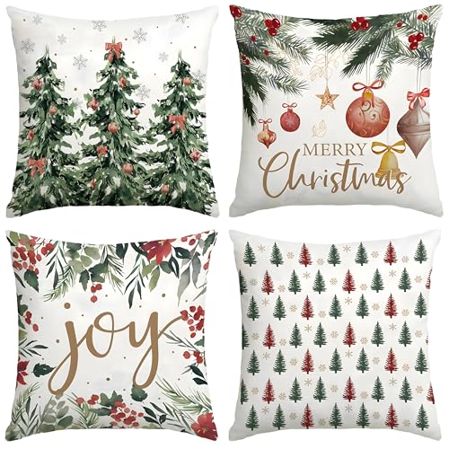 Wulcea Cuscini Natalizi Natale Decorazioni Natalizie Casa Natale Copricuscini 40x40 Federe Cuscino Christmas Decorations Oggetti Decorativi Natalizio Regali Poliestere 4 Pezzi