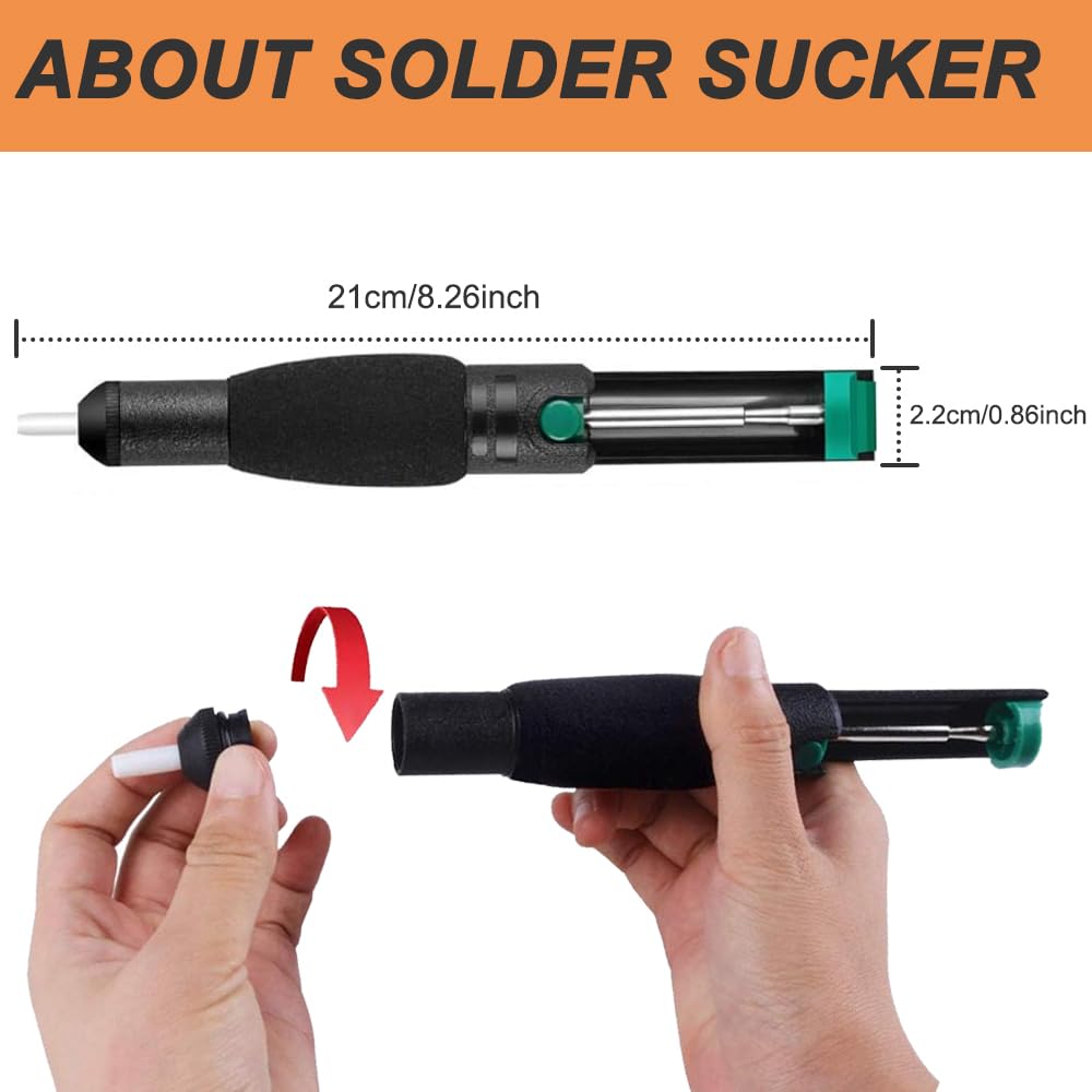 Solder Wick Braid with Flux and Desoldering Sucker, 4mm Width Desoldering Wick with Flux No-Clean Soldering Wick Remover Tool Solder Sucker (2 Pack, 3M/10FT)