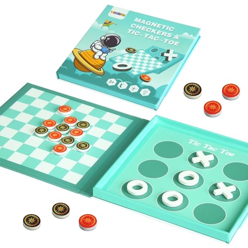 2-in-1 Magnetic Checkers & Tic-Tac-Toe