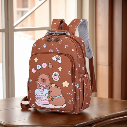 Capybara Cartoon schools Backpack Set for Children with Lunch and pencil cases3