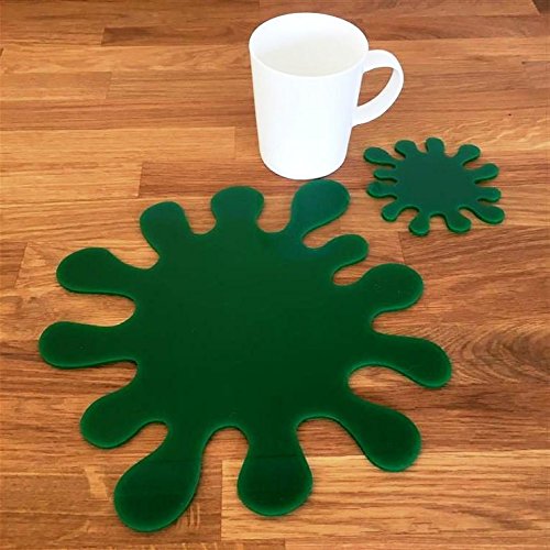 Super Cool Creations Splash Placemat And Coaster Set, Green - 4 Placemats and 4 Coaster - Standard