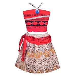 Lito Angels Vaiana Kostuum Fancy Dress Up voor Kinderen Meisjes, Halloween Verjaardagsfeest Outfit Top & Rok 2 Stukken Stel