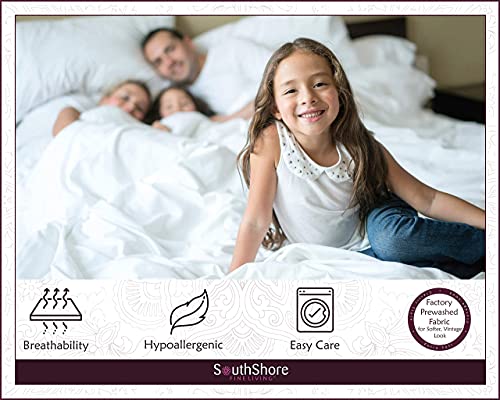 Southshore Fine Living, Inc. Oversized Comforter Bedding Set Down Alternative All-Season Warmth, Soft Reversible Floral Bedspread 3-Piece, Two Matching Shams, Winter Brush Blue, King/California King #TOP5