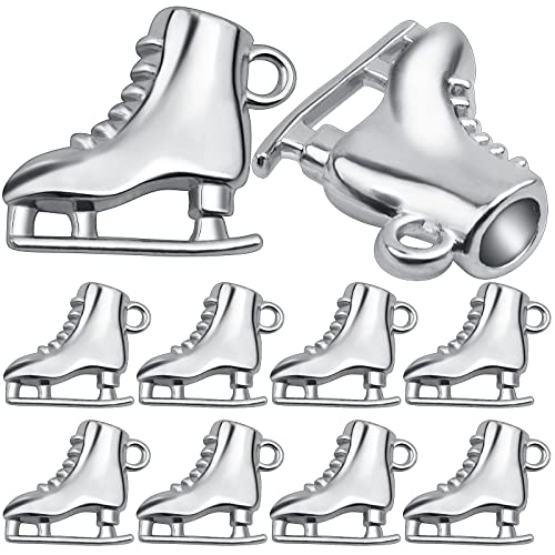 Hmjpng 20 Pieces Ice Skates Shape Charms Tibetan Alloy Skates Dangle Pendants Craft Supplies for DIY Necklace Bracelet Jewelry Making Party Gifts, White Golden