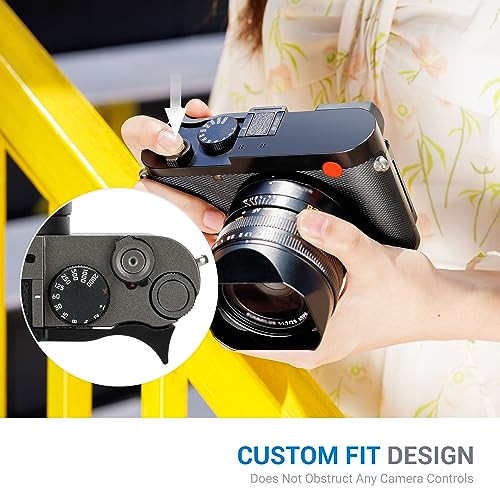 Image of JJC Metal Thumb Grip Hot Shoe Thumb Rest for Leica Q3 43 Q3 Q2 Camera,Black | for Stable and Safe Hand Hold, with Anti-Scratch Silicone Pad, Not Affect The Use of Camera Buttons
