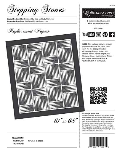 Quiltworx - Judy Niemeyer Quilting Stepping Stones Replacement Papers Pattern, None #TOP20