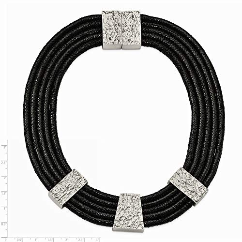 Stainless Steel Magnetic Clasp Textured And Polished Multi Strand Cord Necklace 17.5 Inch Jewelry Gifts For Women #TOP1