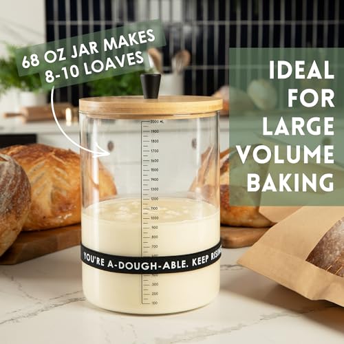 Image of Sourdough Starter Kit with 68oz Jar for Large Batches of Regular and Gluten Free Baking - Perfect for Experienced Microbakers Who Love to Bake More